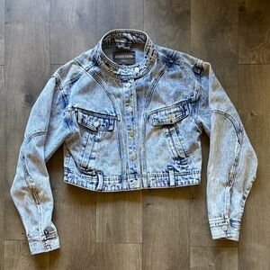 Reserve Fairfax cropped denim jacket in acid wash size medium